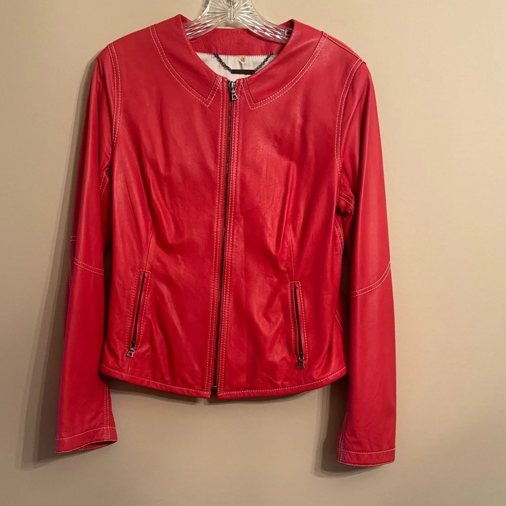 Elie Tahari Leather Jacket - Picture 1 of 8